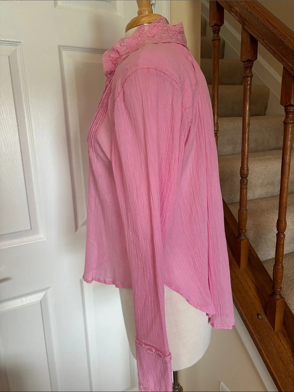 Free People | Clemence Lace Button Front Shirt Blouse | Peasant/Cottage Style